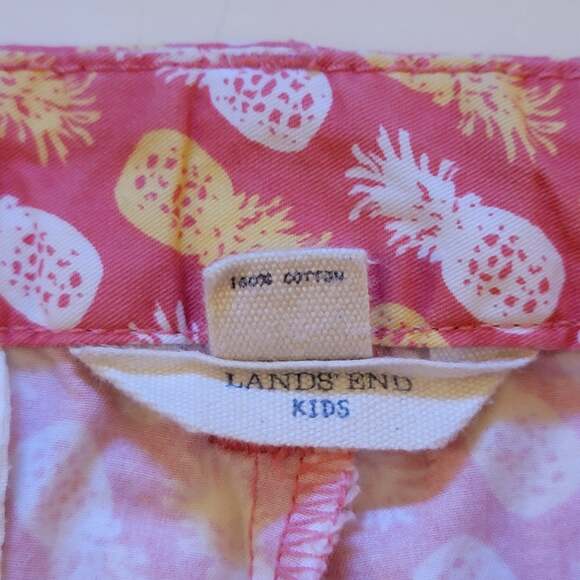 LANDS END KIDS Tropical Pineapple Fruit Print Cotton Bermuda Summer Short Size 8 - Picture 7 of 7